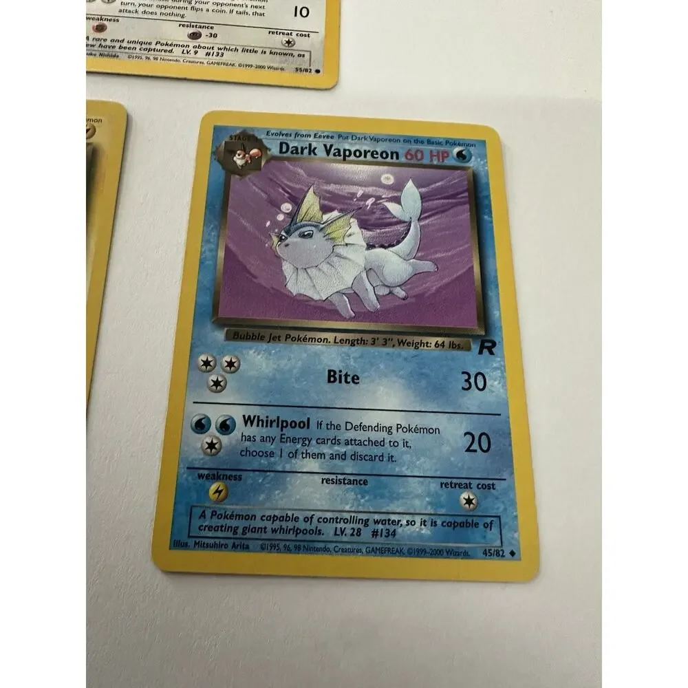 Pokemon Team Rocket Dark Evee & Jolteon Vaporeon Evolutions Set LP